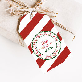 Santa's Workshop-julen Namn Presentetikett