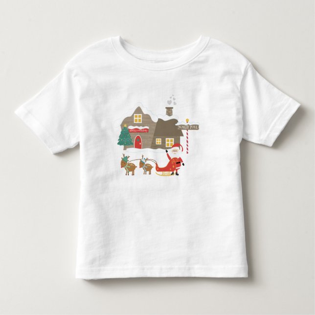 Santa's Workshop - Julscenen T Shirt (Framsida)