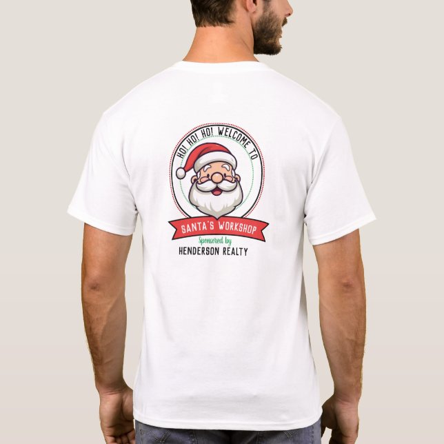 Santa's Workshop Little Helper Elf Personlig T Shirt (Baksida)