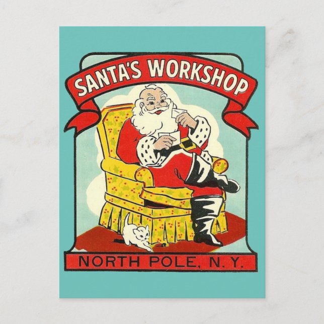 Santa's Workshop, North Pole N.Y. Vykort (Framsida)