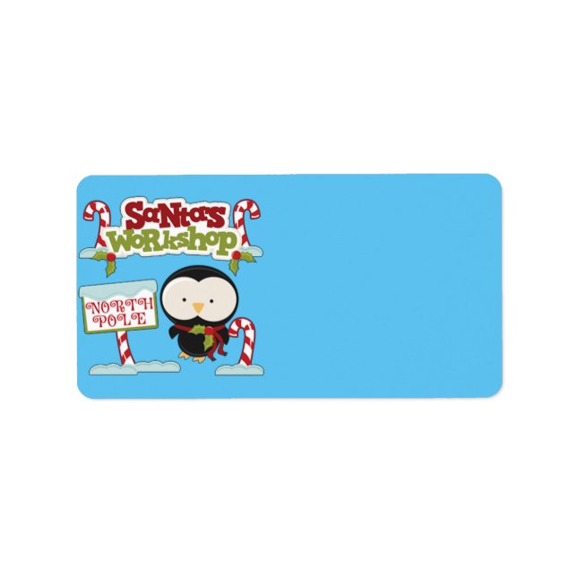 Santa's Workshop Penguin Adressetikett (Framsidan)