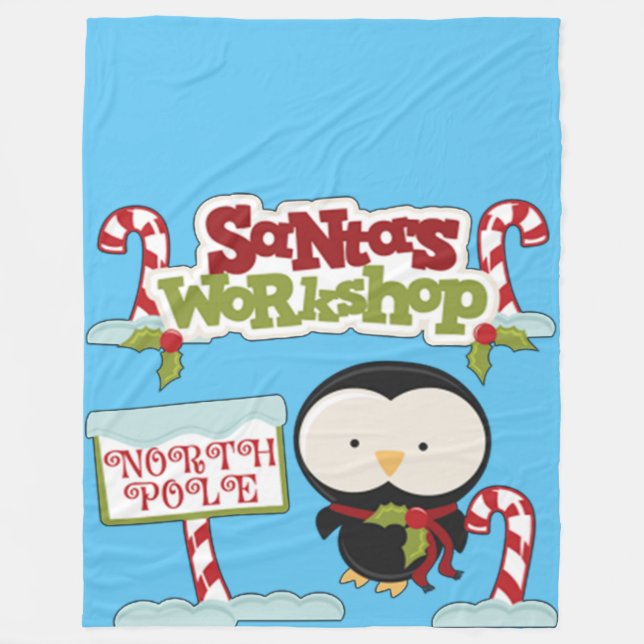 Santa's Workshop Penguin Fleecefilt (Framsidan)
