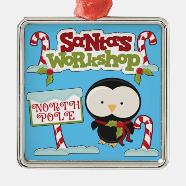 Santa's Workshop Penguin Julgransprydnad Metall (Framsidan)
