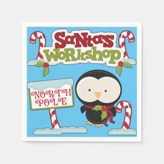 Santa's Workshop Penguin Pappersservett (Framsidan)