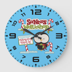 Santa's Workshop Penguin Stor Klocka