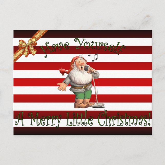 Santa's Workshop ~ Singing Elf ~ God jul ~ Helg Vykort (Framsida)