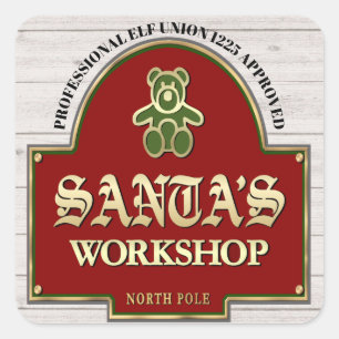 Santa's Workshop Sticker Fyrkantigt Klistermärke