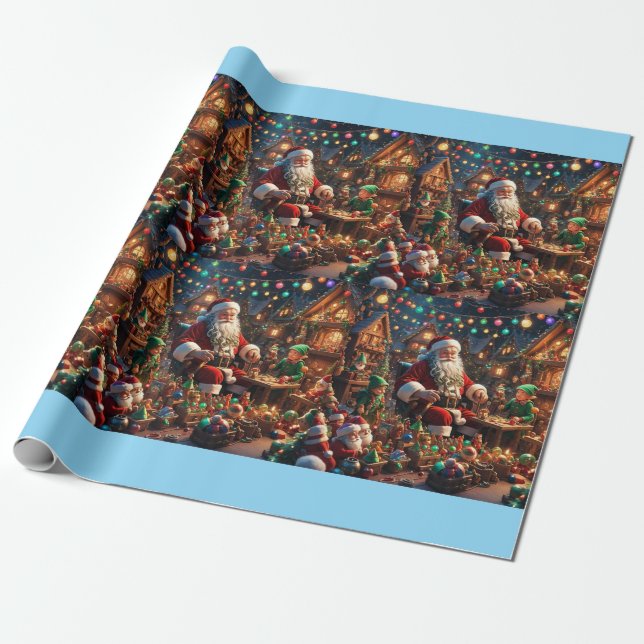Santa's Workshop Wonderland Matte Wrapping Papper Presentpapper (Utrullad)