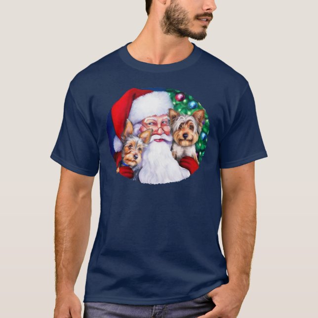 Santa's Yorkies vid jul Tee (Framsida)