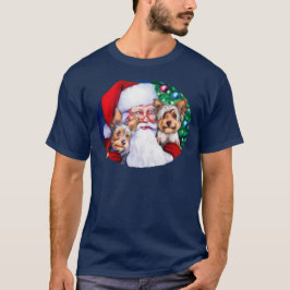 Santa's Yorkies vid jul Tee Shirt