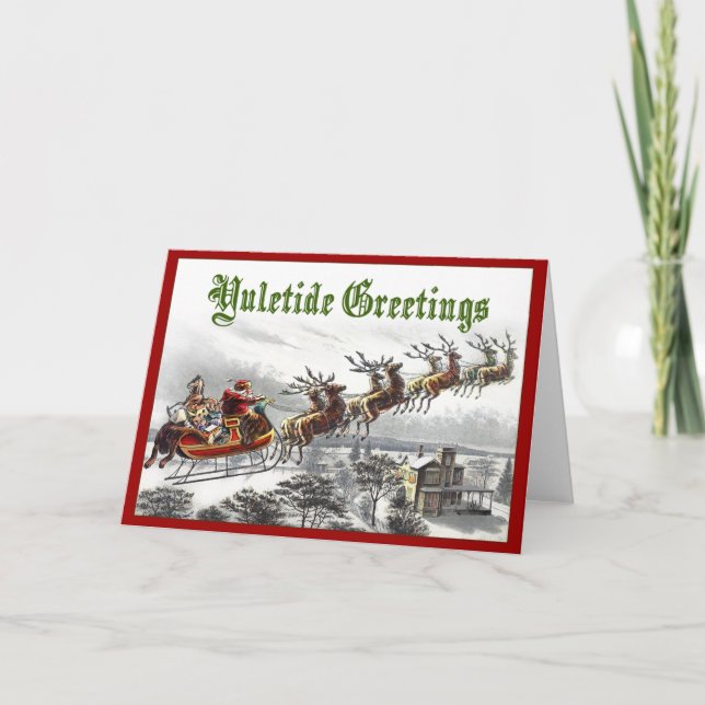 Santa's Yuletide Hälsning Helgkort (Framsida)