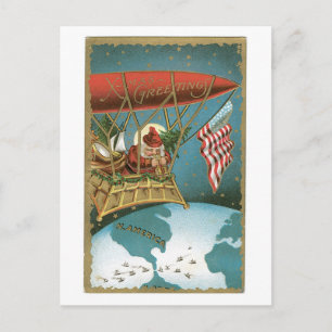Santa's Zeppelin - Amerikansk patriotism Helg Vykort