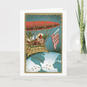Santa's Zeppelin - Amerikansk patriotism Helgkort