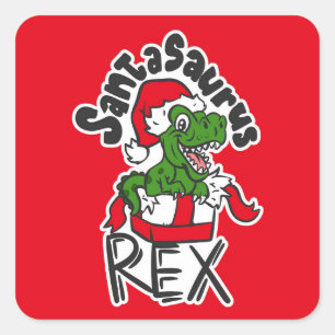 Santasaurus Rex Fyrkantigt Klistermärke