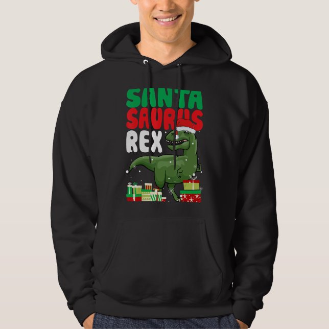 Santasaurus Rex jul Rex Dinosaur Santa Kids Hoodie (Framsida)