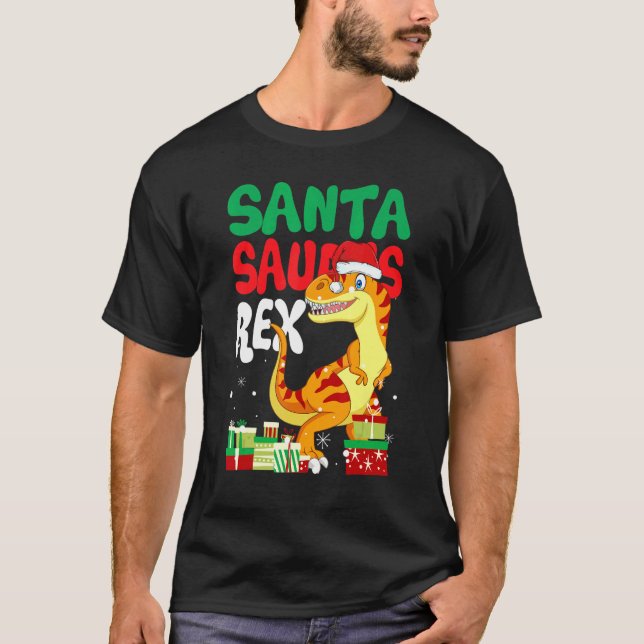 Santasaurus Rex jul Rex Dinosaur Santa Kids T Shirt (Framsida)