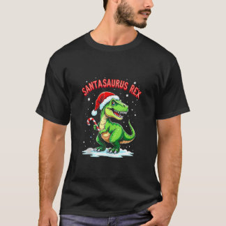 Santasaurus Rex Rolig Dinosaur jul Santa Hatt Godi T Shirt