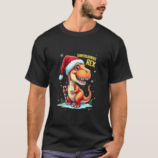 Santasaurus Rex Rolig Dinosaur jul Santa Hatt Godi T Shirt