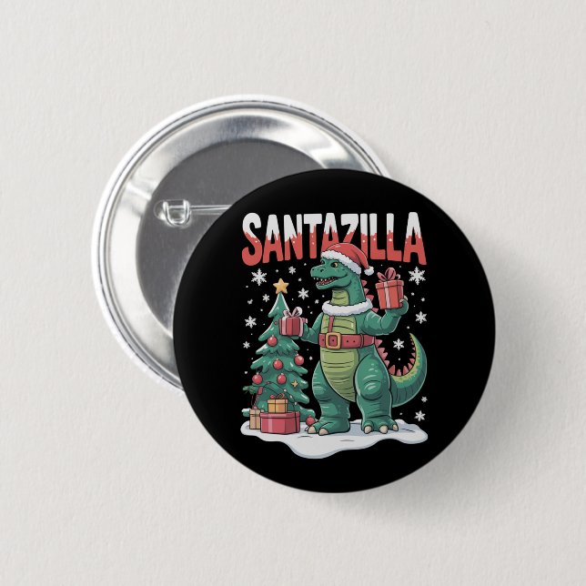 Santazilla japansk monster Kaiju juldinosaur Knapp (Framsida & baksida)