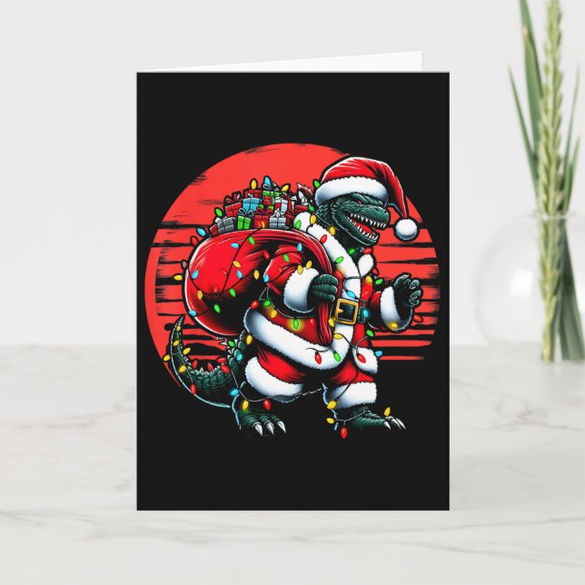 Santazilla julskjorta japansk monster Kaiju  Kort (Framsida)