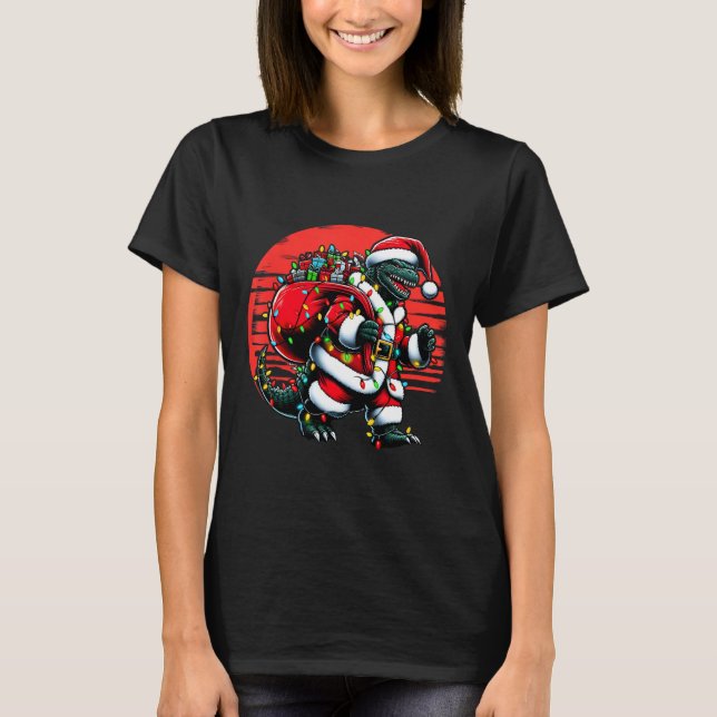 Santazilla julskjorta japansk monster Kaiju  T Shirt (Framsida)