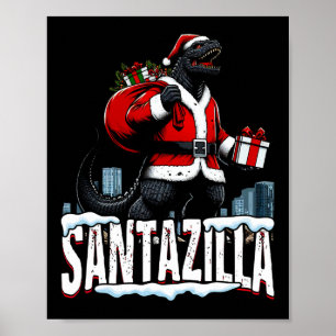 Santazilla Kaiju Santa Jul japansk monster Poster