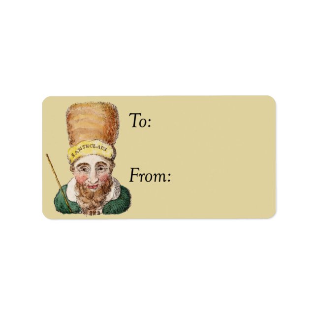 Sante Claus Vintage Gift Märkre Adressetikett (Framsidan)