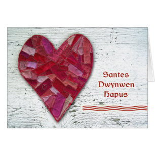 Santes Dwynwen Hapus, Saint Dwynwens Day Heart Hälsningskort
