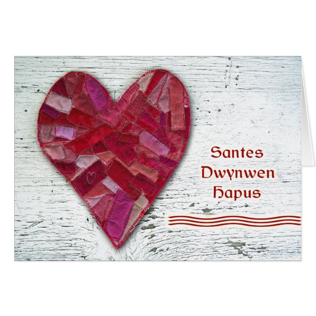Santes Dwynwen Hapus, Saint Dwynwens Day Heart Hälsningskort (Framsidan Horizontal)