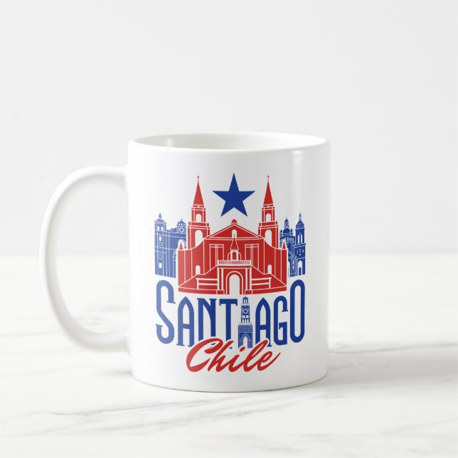 Santiago Chile Chilean Souvenir Travel Vacation Kaffemugg (Vänster)