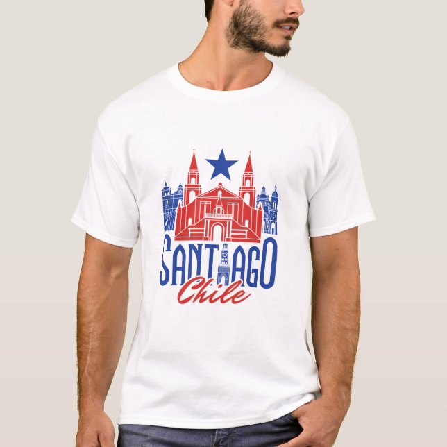Santiago Chile Chilean Souvenir Travel Vacation T Shirt (Framsida)