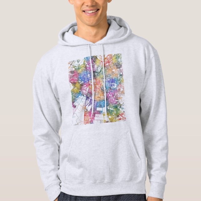Santiago Chile Stadskarta Hoodie (Framsida)