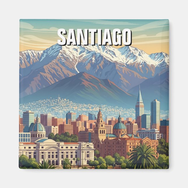 Santiago Chile Travel Magnet (Framsidan)