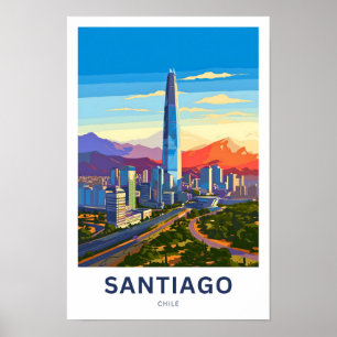 Santiago Chile Travel Skriv ut Poster