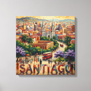Santiago Chiles stadslandskap Levande utsträckt du Canvastryck