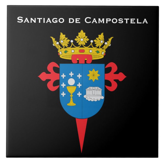 Santiago de Campostela* keramiska Spanien belägger Kakelplatta (Framsidan)