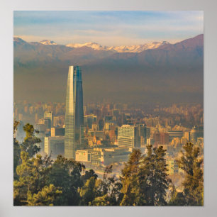 Santiago de Chile Aerial View från San Cristobal H Poster