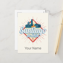 Santiago de Chile City Helgdag Retro Skyline Helg Vykort