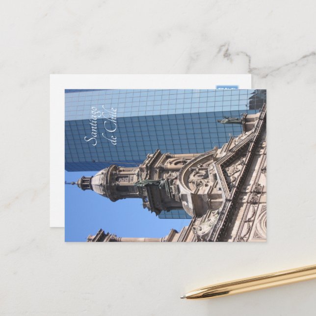 Santiago de Chile, gammal och ny Vykort (Fram/Back In Situ)