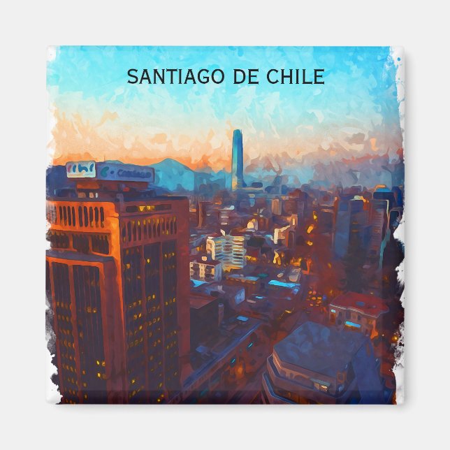 Santiago de Chile Skyline View Magnet (Framsidan)