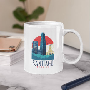 Santiago de Chile Vintage Skyline Kaffemugg