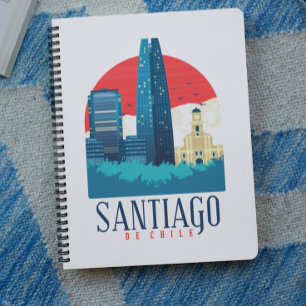 Santiago de Chile Vintage Skyline Photo Anteckningsbok