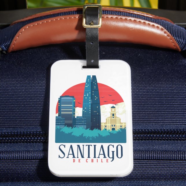 Santiago de Chile Vintage Skyline Photo Bagagebricka (Framsida Insitu 2)