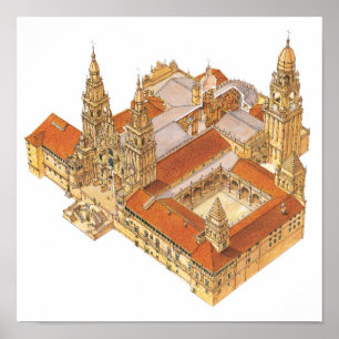 Santiago de Compostela domkyrka. Spanien Poster