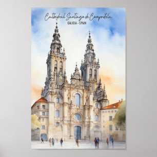 Santiago de Compostela Galicia Berömd Travel Ställ Poster
