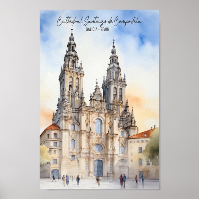 Santiago de Compostela Galicia Berömd Travel Ställ Poster (Framsidan)