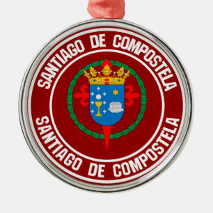 Santiago de Compostela Round Emblem Julgransprydnad Metall