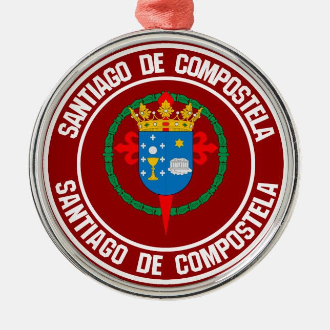 Santiago de Compostela Round Emblem Julgransprydnad Metall (Framsidan)