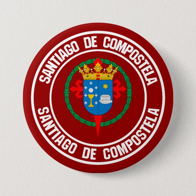 Santiago de Compostela Round Emblem Knapp (Framsida)