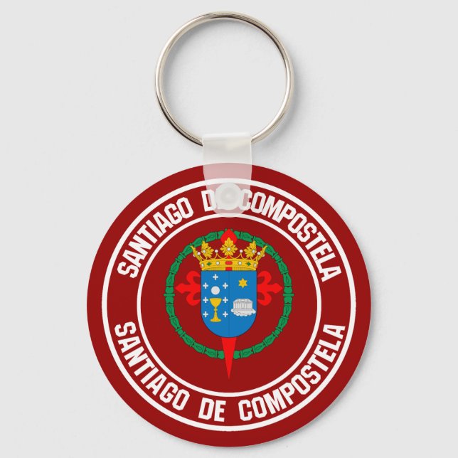 Santiago de Compostela Round Emblem Nyckelring (Framsida)